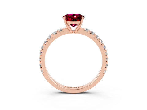 Rose gold Oval Cut Garnet Pavé Solitaire Engagement Ring with Four-Prong Setting_15