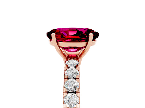 Rose gold Oval Cut Garnet Pavé Solitaire Engagement Ring with Four-Prong Setting_17