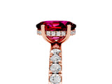 Rose gold Oval Cut Garnet Pave Band Solitaire Ring with Four-Prong Setting_29