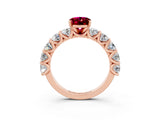 Rose gold Oval Cut Garnet Prong Setting with Side Stones on a Pave Band_3
