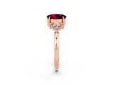 Rose gold Oval Cut Garnet Ring with Side Stones and Four-Prong Setting_74