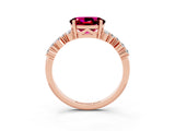 Rose gold Oval Cut Garnet Scattered Round Accent Ring with Prong Setting_15