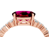 Rose gold Oval Cut Garnet Scattered Round Accent Ring with Prong Setting_16