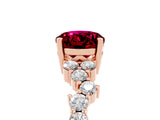 Rose gold Oval Cut Garnet Scattered Round Accent Ring with Prong Setting_17