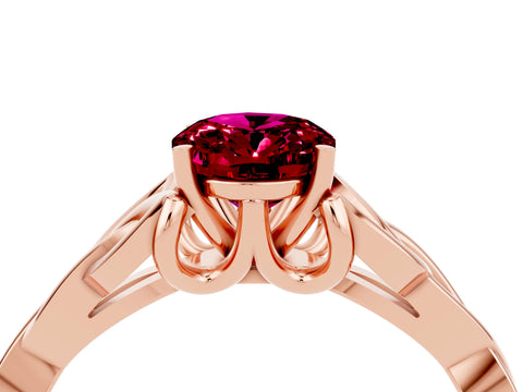 Rose gold Oval Cut Garnet Solitaire Celtic Knot Ring with Four-Prong Setting_16