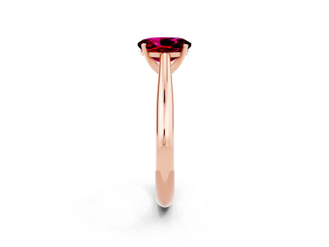 Rose gold Oval Cut Garnet Solitaire Engagement Ring with Cathedral Setting and Four-Prong Mount_14