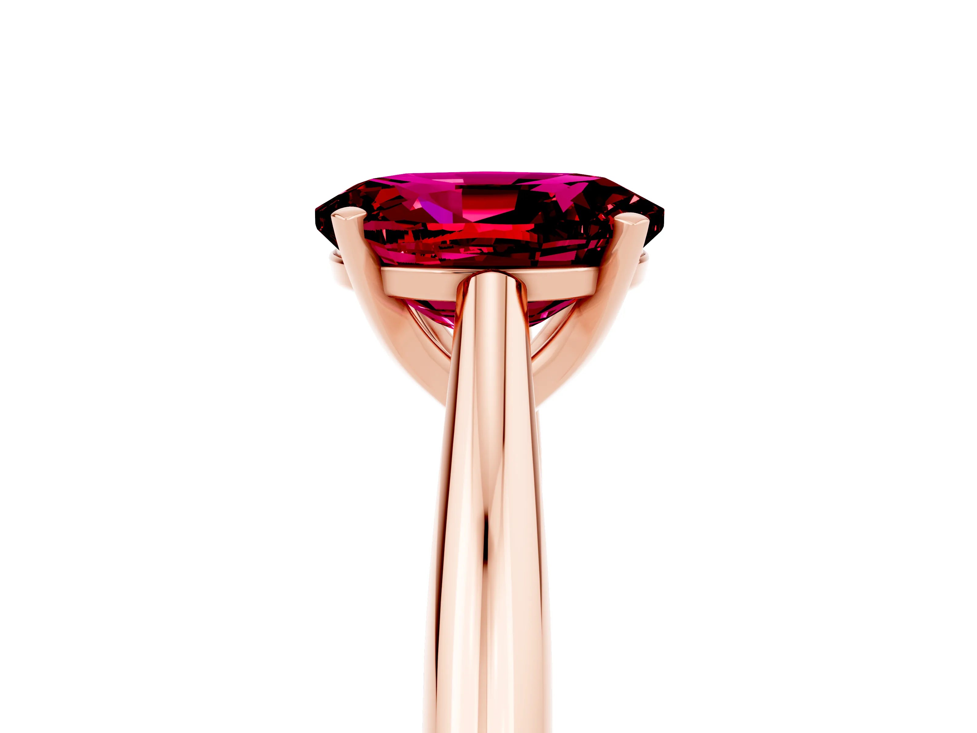 Rose gold Oval Cut Garnet Solitaire Engagement Ring with Cathedral Setting and Four-Prong Mount_17