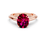 Rose gold Oval Cut Garnet Solitaire Engagement Ring with Cathedral Setting and Four-Prong Mount_24