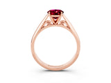 Rose gold Oval Cut Garnet Solitaire Engagement Ring with Cathedral Setting and Four-Prong Mount_27