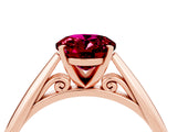Rose gold Oval Cut Garnet Solitaire Engagement Ring with Cathedral Setting and Four-Prong Mount_28