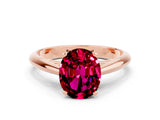 Rose gold Oval Cut Garnet Solitaire Engagement Ring with Cathedral Setting and Four-Prong Mount_66