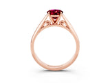 Rose gold Oval Cut Garnet Solitaire Engagement Ring with Cathedral Setting and Four-Prong Mount_69