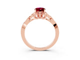 Rose gold Oval Cut Garnet Solitaire Engagement Ring with Celtic Knot Band and Four-Prong Setting_3