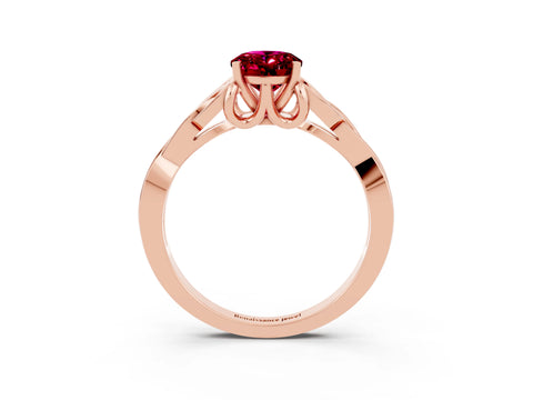 Rose gold Oval Cut Garnet Solitaire Engagement Ring with Celtic Knot Band and Four-Prong Setting_3