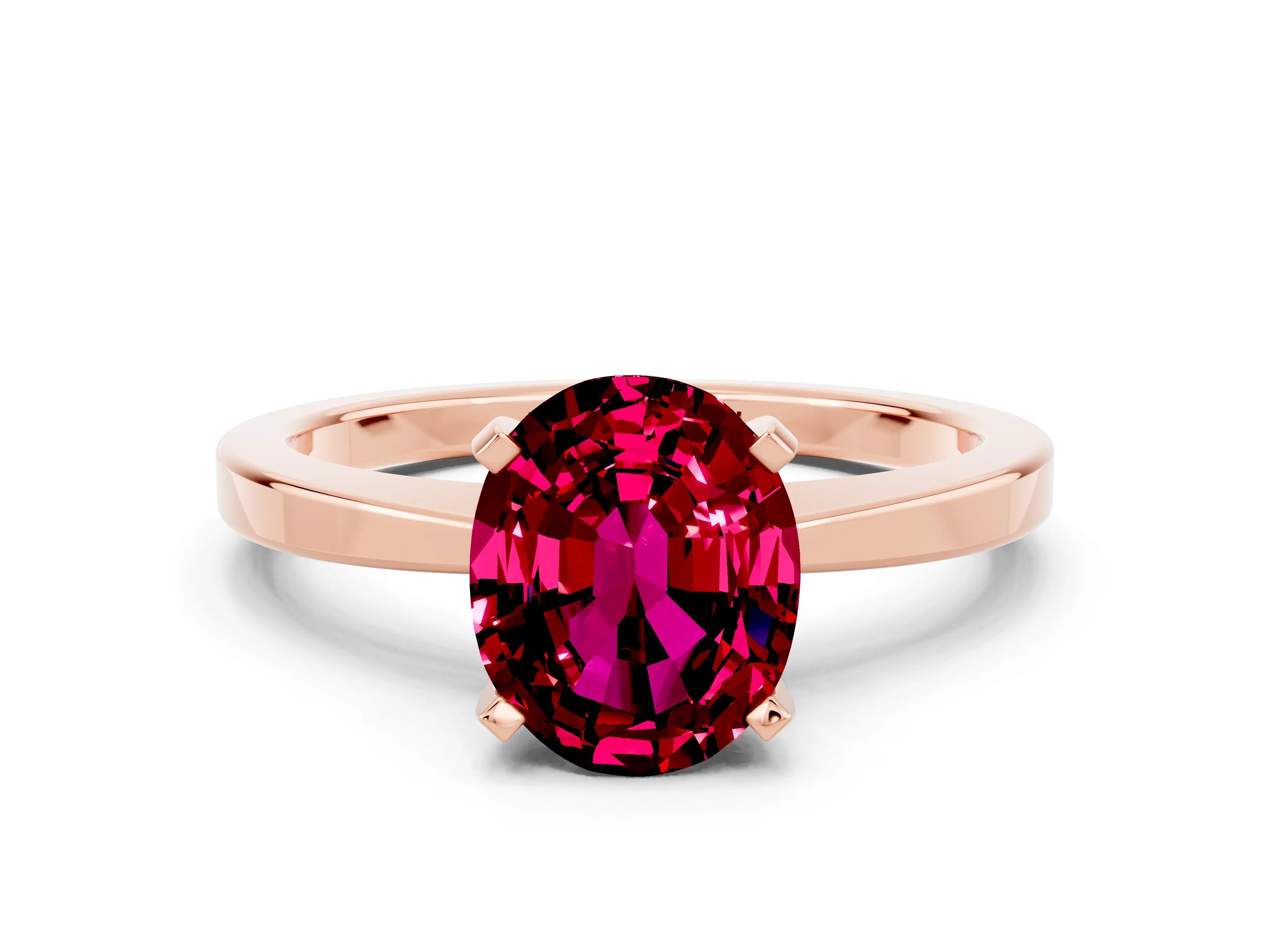 Rose gold Oval Cut Garnet Solitaire Engagement Ring with Classic Band and Four-Prong Setting_24