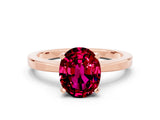 Rose gold Oval Cut Garnet Solitaire Engagement Ring with Classic Band and Four-Prong Setting_24