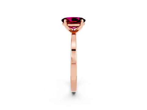 Rose gold Oval Cut Garnet Solitaire Engagement Ring with Classic Band and Four-Prong Setting_26