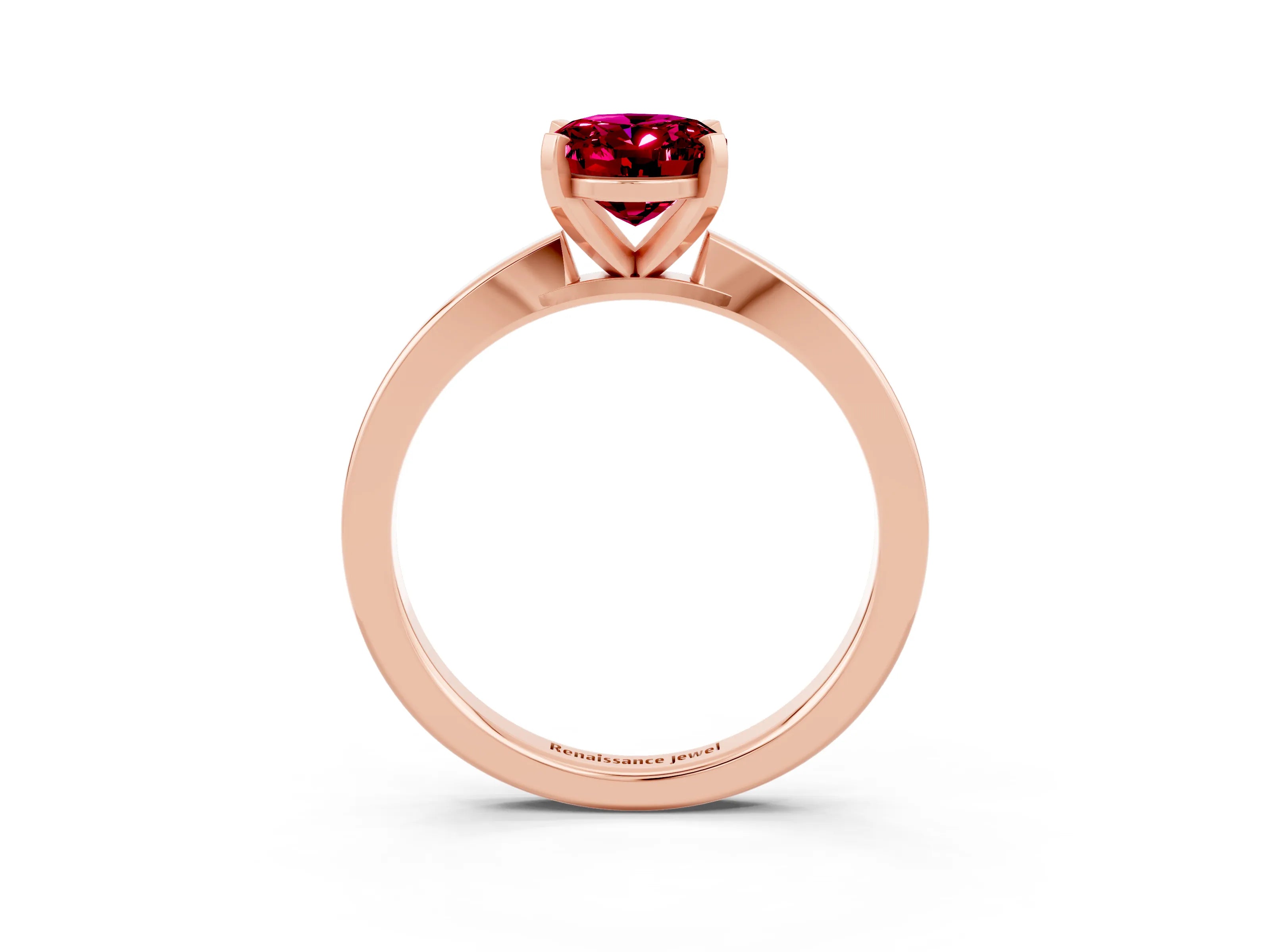 Rose gold Oval Cut Garnet Solitaire Engagement Ring with Classic Band and Four-Prong Setting_27