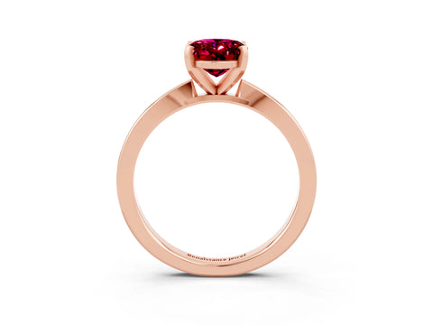 Rose gold Oval Cut Garnet Solitaire Engagement Ring with Classic Band and Four-Prong Setting_27