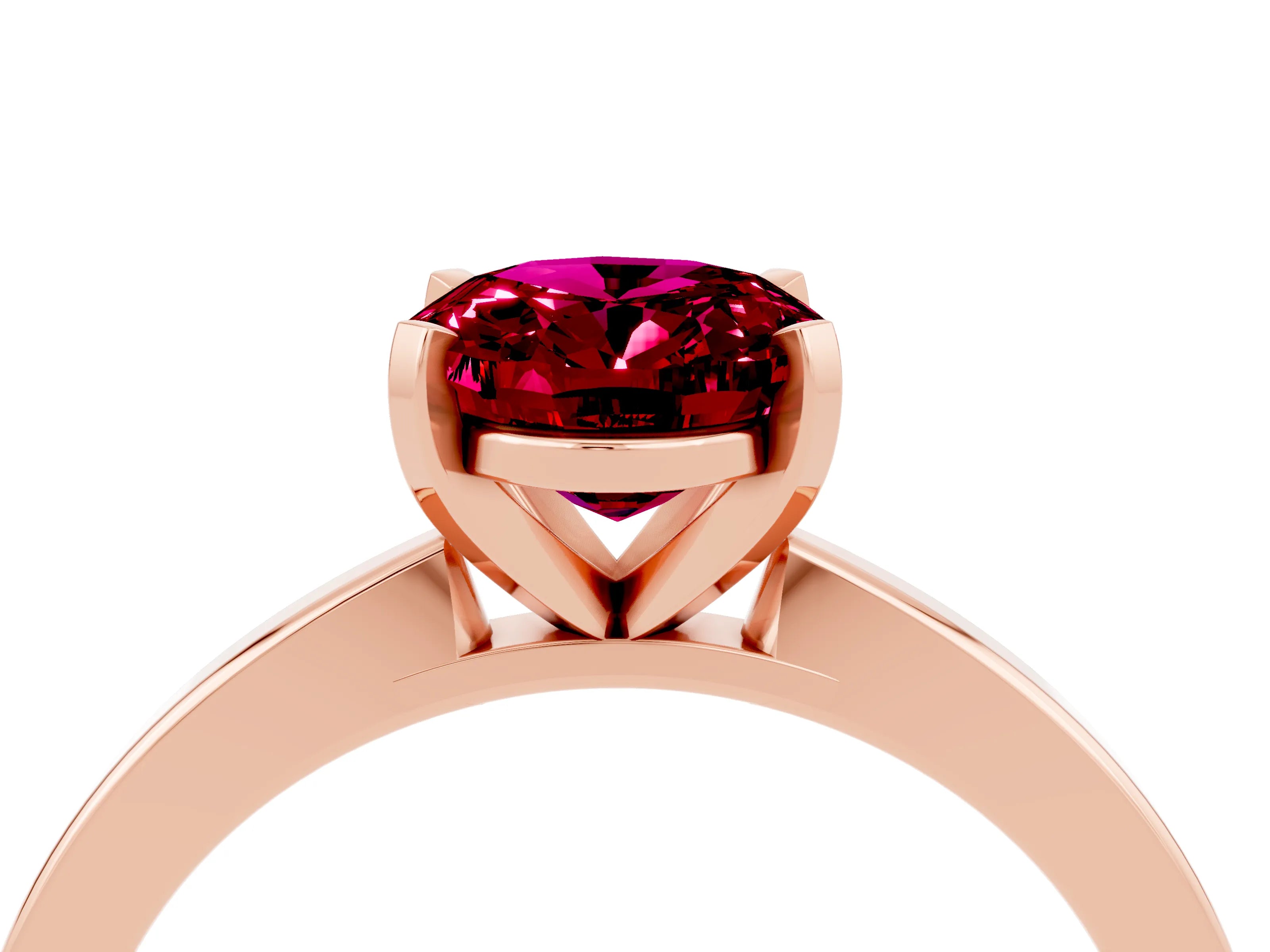 Rose gold Oval Cut Garnet Solitaire Engagement Ring with Classic Band and Four-Prong Setting_28