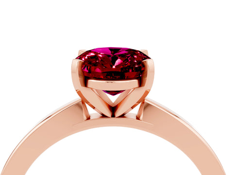 Rose gold Oval Cut Garnet Solitaire Engagement Ring with Classic Band and Four-Prong Setting_28