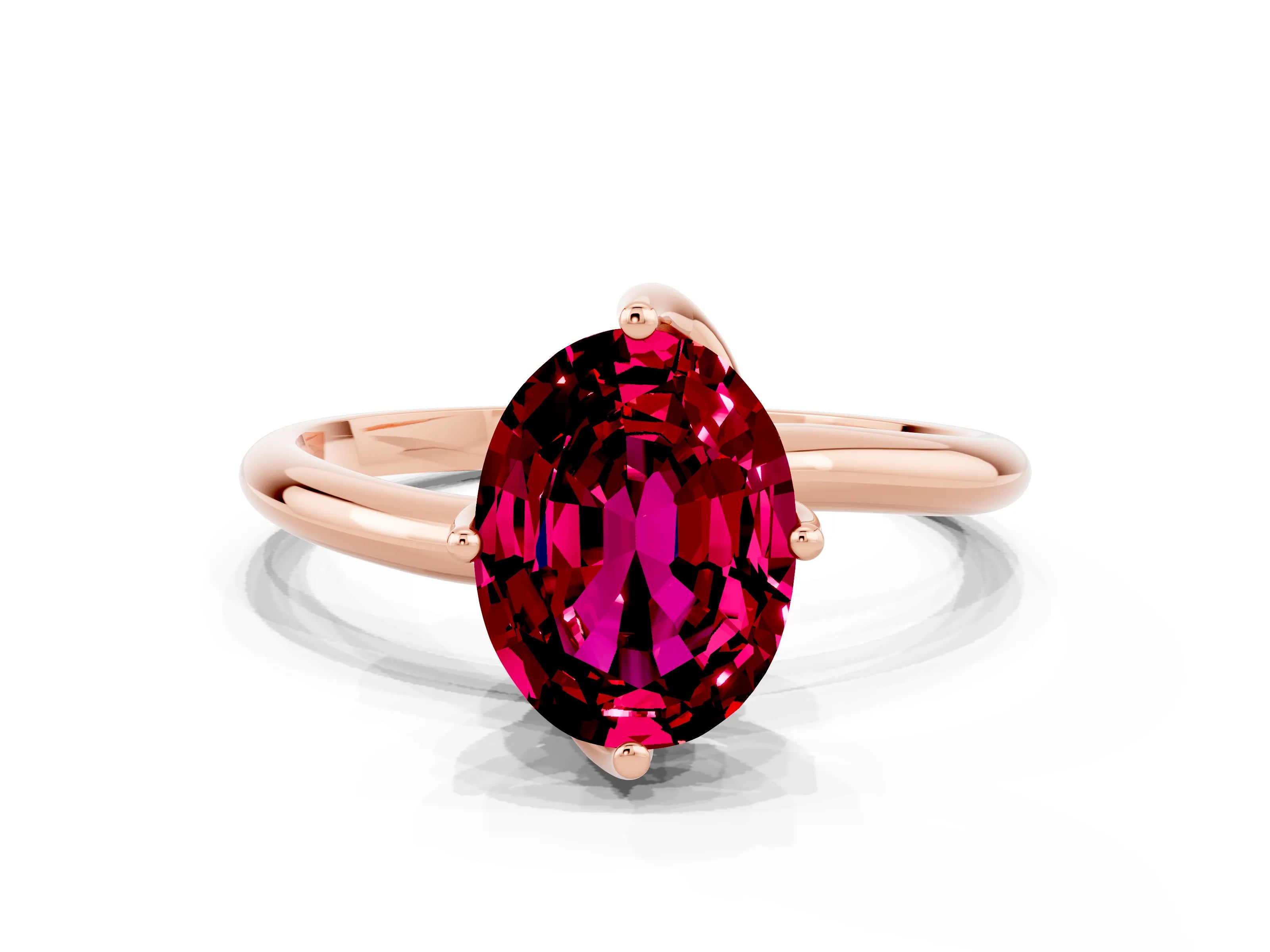 Rose gold Oval Cut Garnet Solitaire Engagement Ring with Four-Prong Setting and Classic Band_12