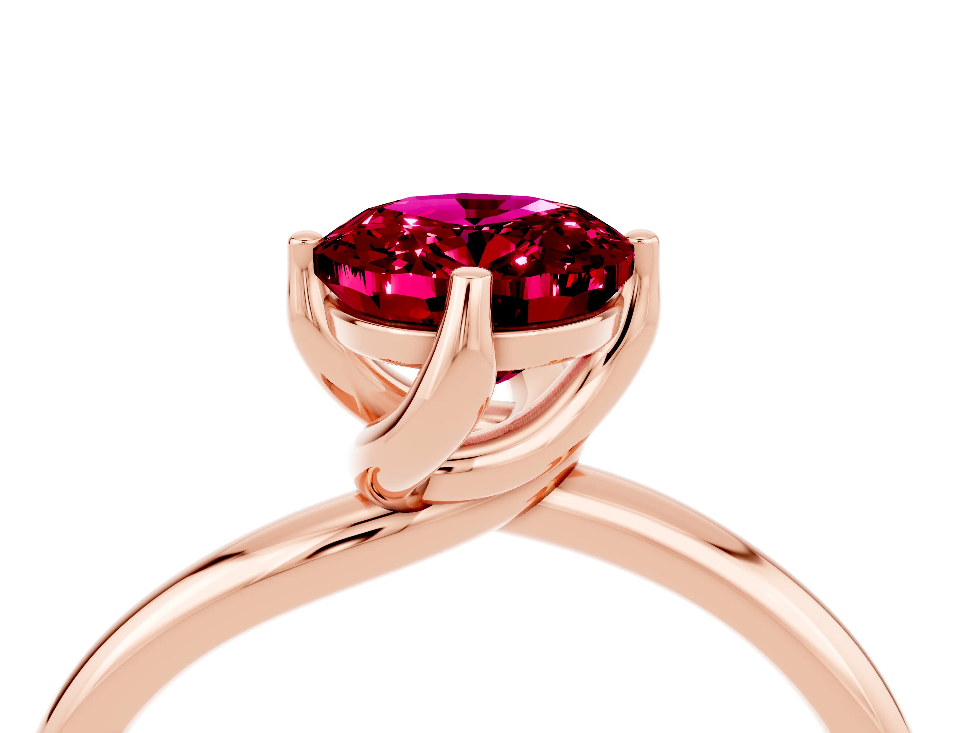Rose gold Oval Cut Garnet Solitaire Engagement Ring with Four-Prong Setting and Classic Band_16