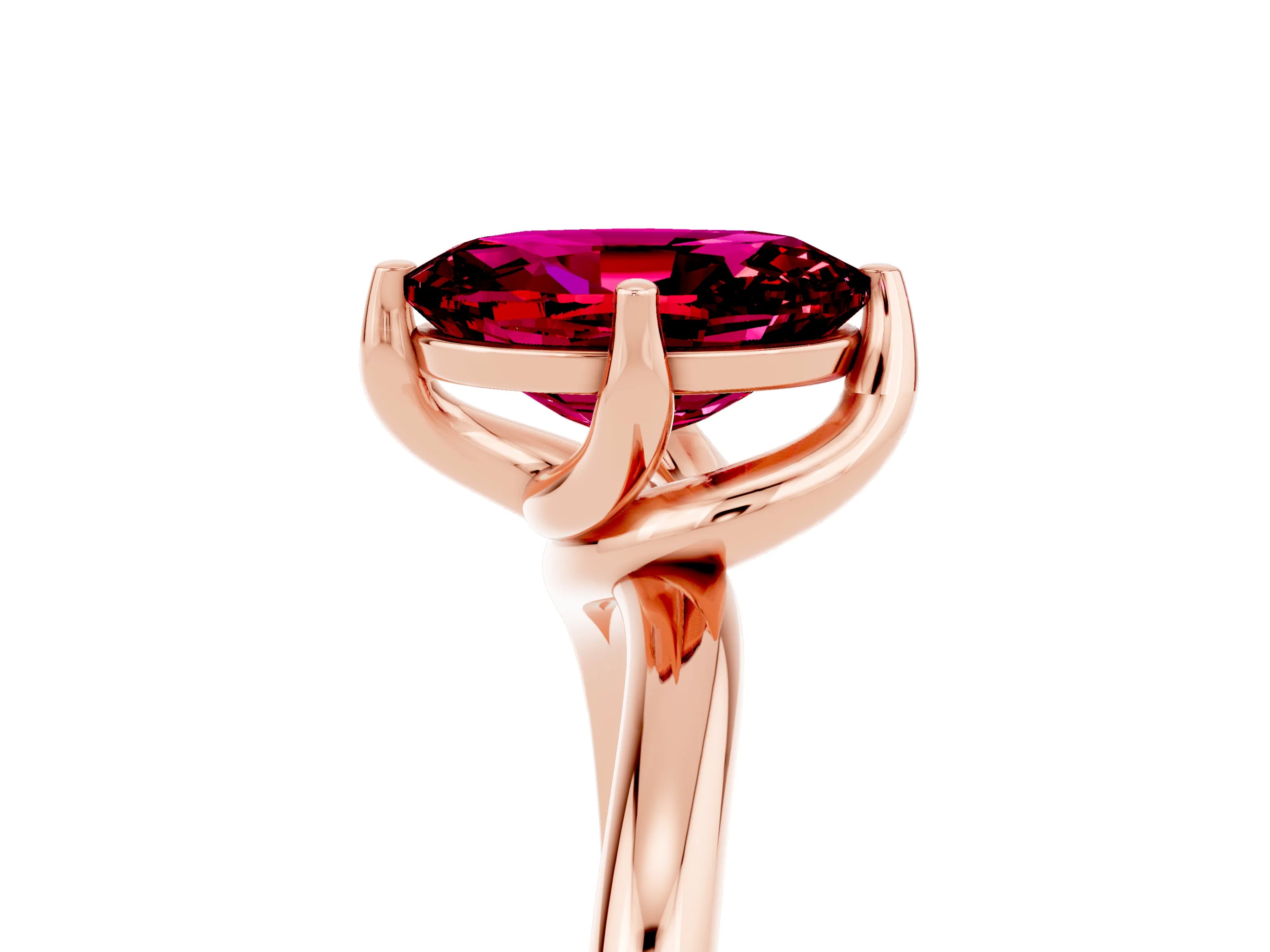 Rose gold Oval Cut Garnet Solitaire Engagement Ring with Four-Prong Setting and Classic Band_17