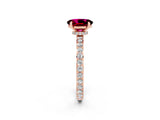 Rose gold Oval Cut Garnet Solitaire Engagement Ring with Pavé Band and Four-Prong Setting_2
