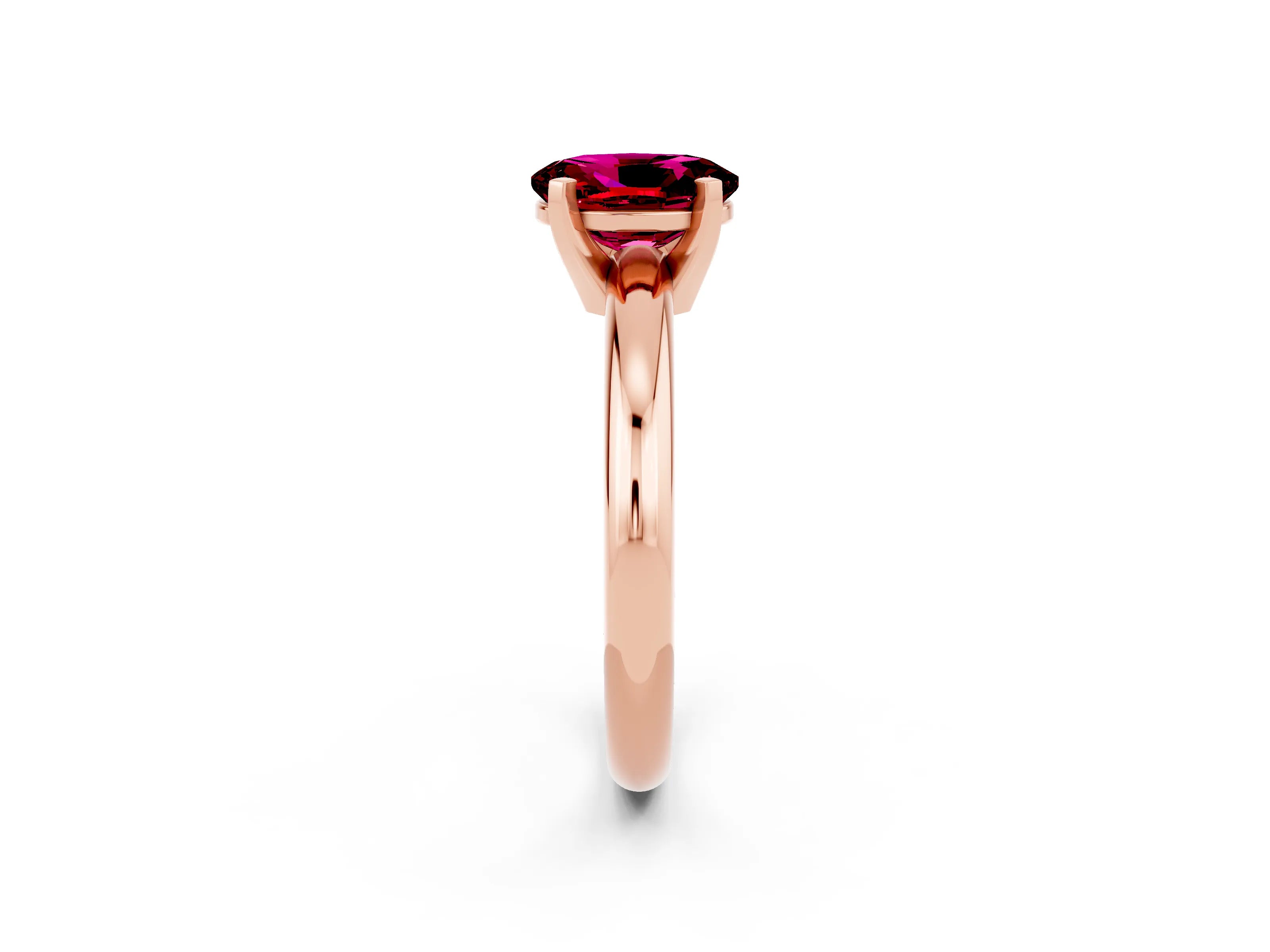 Rose gold Oval Cut Garnet Solitaire Engagement Ring with Round Band and Four-Prong Setting_2
