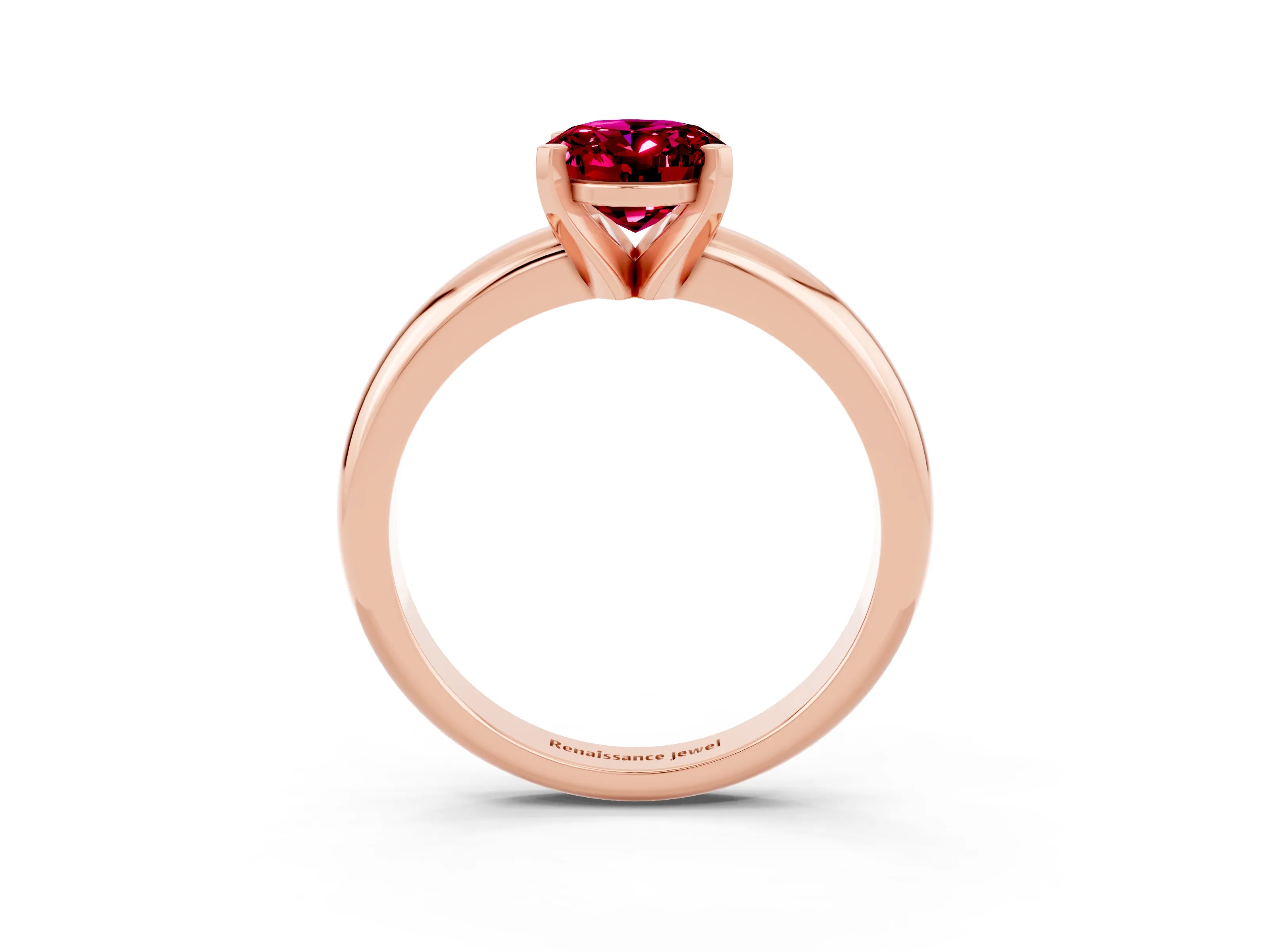 Rose gold Oval Cut Garnet Solitaire Engagement Ring with Round Band and Four-Prong Setting_3