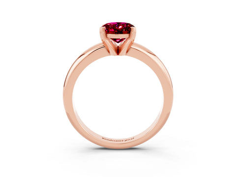 Rose gold Oval Cut Garnet Solitaire Engagement Ring with Round Band and Four-Prong Setting_3