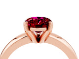 Rose gold Oval Cut Garnet Solitaire Engagement Ring with Round Band and Four-Prong Setting_4