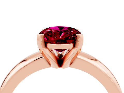 Rose gold Oval Cut Garnet Solitaire Engagement Ring with Round Band and Four-Prong Setting_4