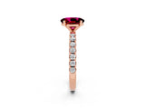 Rose gold Oval Cut Garnet Solitaire Pavé Band with Four-Prong Setting_2