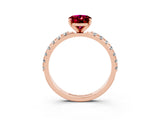 Rose gold Oval Cut Garnet Solitaire Pavé Band with Four-Prong Setting_3