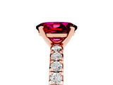 Rose gold Oval Cut Garnet Solitaire Pavé Engagement Ring with Round Band and Prong Setting_71