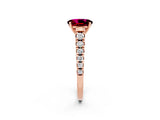 Rose gold Oval Cut Garnet Solitaire Ring with Cathedral Setting and Pavé Band_2