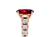 Rose gold Oval Cut Garnet Solitaire Ring with Cathedral Setting and Pavé Band_5