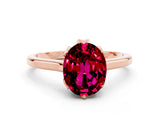 Rose gold Oval Cut Garnet Solitaire Ring with Flower Prong Setting and Classic Band_12