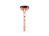 Rose gold Oval Cut Garnet Solitaire Ring with Flower Prong Setting and Classic Band_14