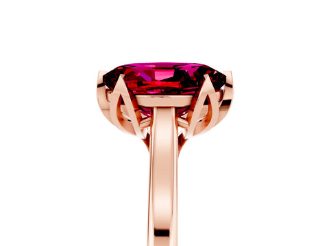 Rose gold Oval Cut Garnet Solitaire Ring with Flower Prong Setting and Classic Band_17