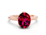 Rose gold Oval Cut Garnet Solitaire Ring with Flower Prong Setting and Classic Band_36