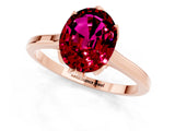 Rose gold Oval Cut Garnet Solitaire Ring with Flower Prong Setting and Classic Band_37