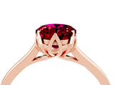 Rose gold Oval Cut Garnet Solitaire Ring with Flower Prong Setting and Classic Band_40