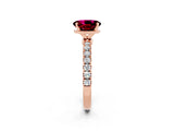 Rose gold Oval Cut Garnet Solitaire Ring with Pavé Accents and Four-Prong Setting_2