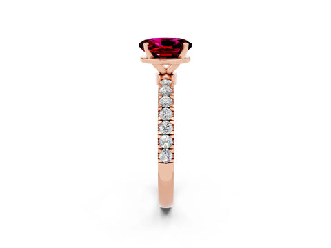 Rose gold Oval Cut Garnet Solitaire Ring with Pavé Accents and Four-Prong Setting_2