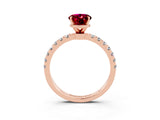Rose gold Oval Cut Garnet Solitaire Ring with Pavé Accents and Four-Prong Setting_3