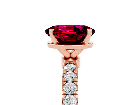Rose gold Oval Cut Garnet Solitaire Ring with Pavé Accents and Four-Prong Setting_5