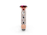 Rose gold Oval Cut Garnet Solitaire Ring with Pavé and Channel Set Band_2